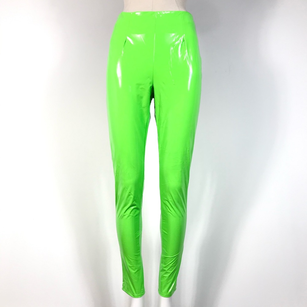 Fashion Nova Neon Green PVC Pants